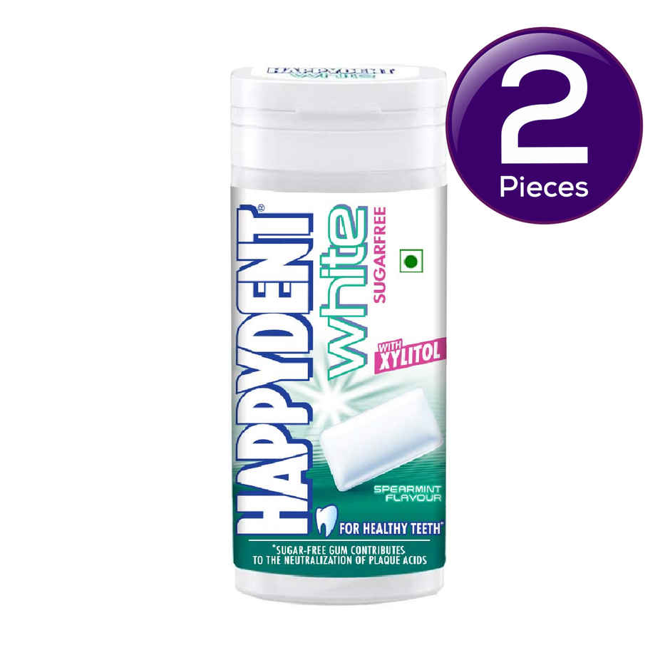Happydent White, Xylitol Sugarfree Spearmint Flavour, Chewing Gum Pocket Bottle Combo