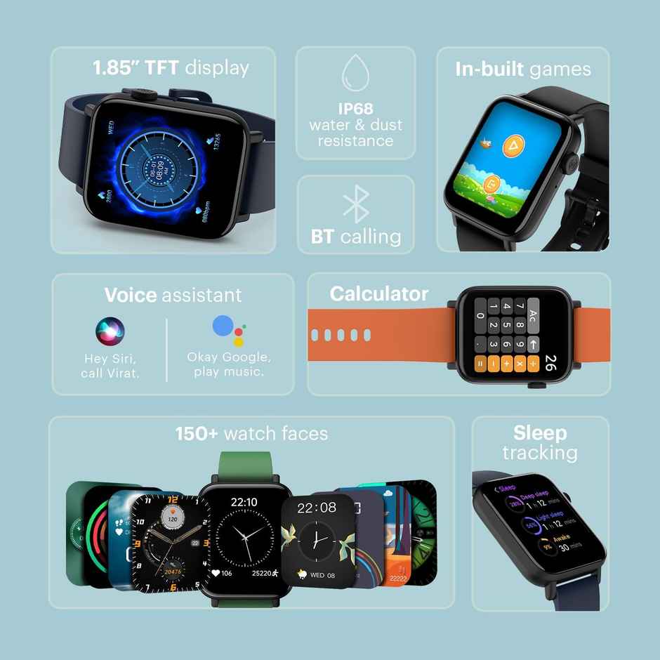 Noise ColorFit Vivid Call 2 Smartwatch with Bluetooth Calling | 1.85" Display | IP68 Waterproof - Space Blue