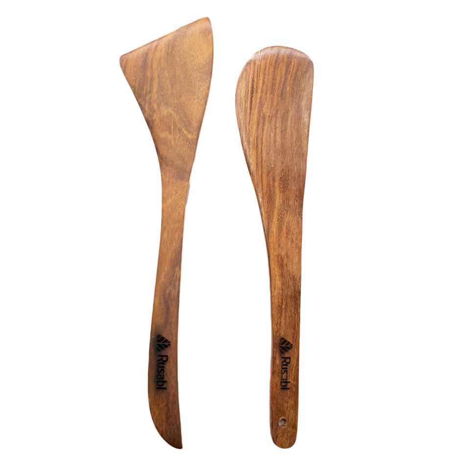 Rusabl Pure Sheesham Wooden Spatulas for Cooking & Baking, Non-Stick, Heat Resistant