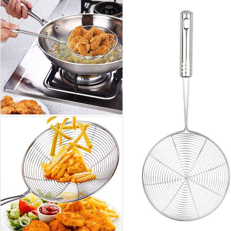 Kuber Industries Stainless Steel Deep Fry Jhara Skimmer Puri Strainer | 16 cm