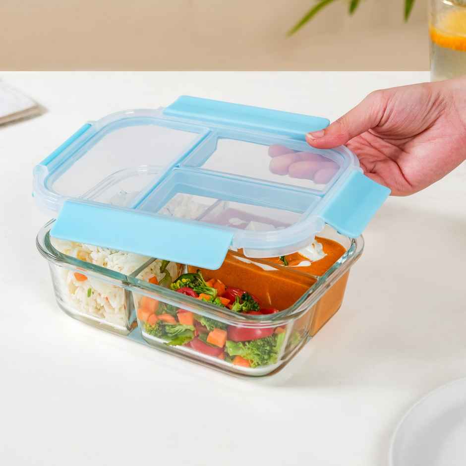 Nestasia Sealed Three Compartment Glass Container Lunchbox 1000ml