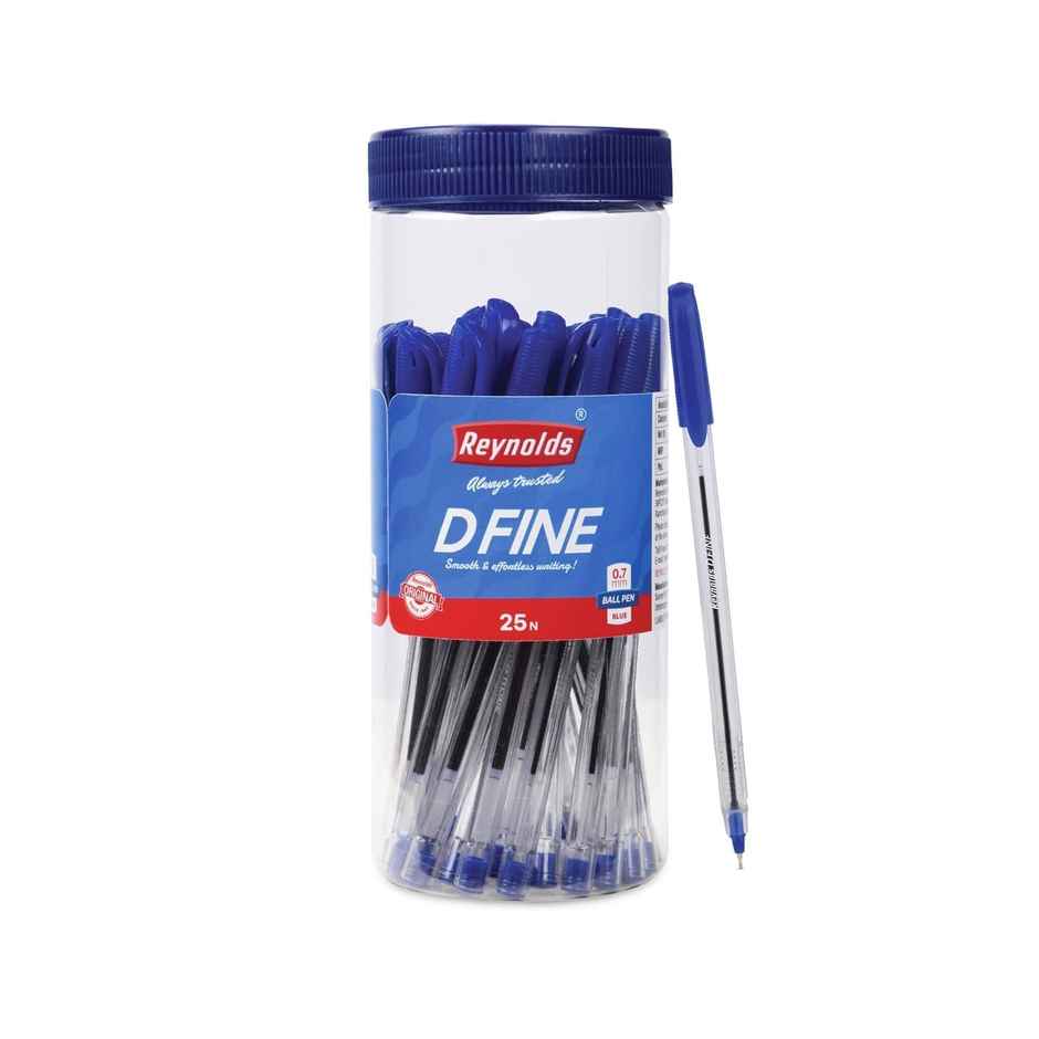 Reynolds D Fine Ball Pen Set (25 Blue Pens Jar)