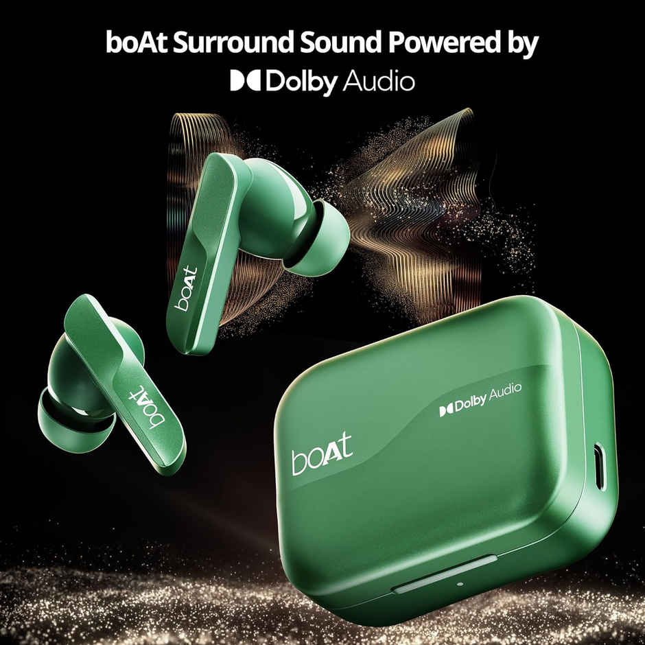 boAt Airdopes 800 TWS Earbuds w/ Dolby Audio, High Fidelity Drivers, 4 Mics ENX Tech & Hearables App(Interstellar Green)