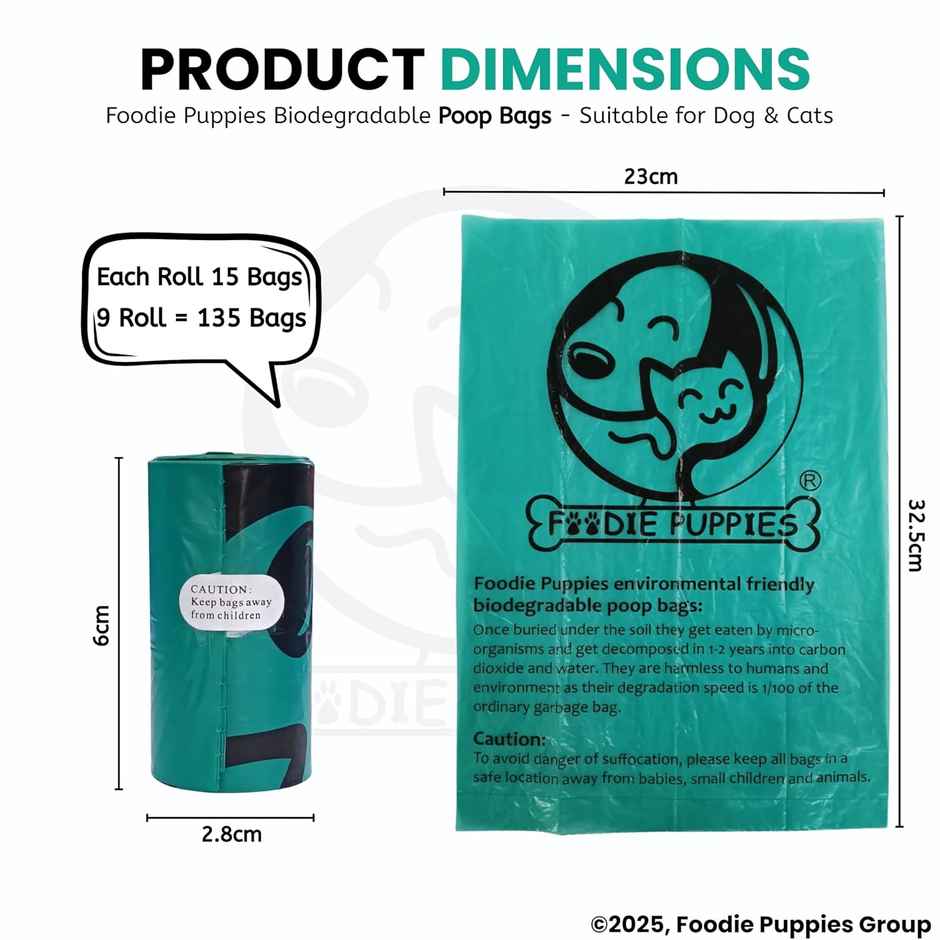 Foodie Puppies Pet Biodegradable Scented Poop Bags | 15 Bags Per Roll