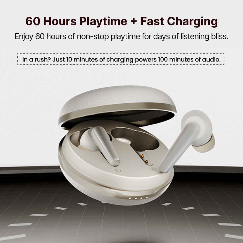 Mivi DuoPods Aura ANC TWS Earbuds | 60H Playtime | Quad Mic | 50ms Gaming | BT v5.3 | IPX4