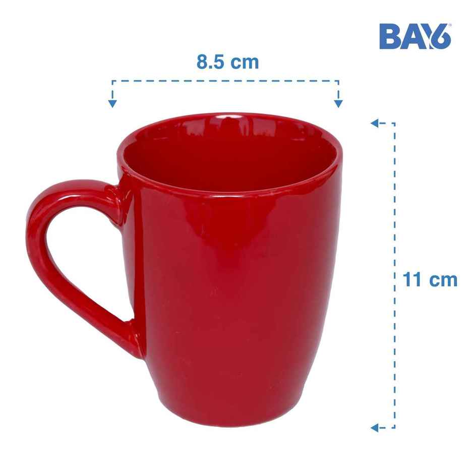 BAY6 Stoneware Solid Milk & Coffee Mugs - Red - 320 ml