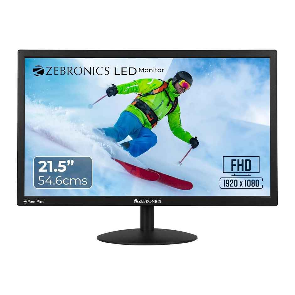 Zebronics EA122 21.5" FHD LED Monitor | 1920x1080 | 250 Nits | HDMI & VGA | 16:9 | Wall Mount