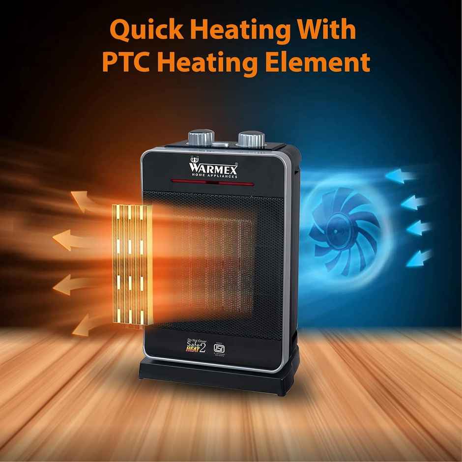 Warmex Ptc Electric Room Heater For Home 2 Heat Settings: 1000/1200 W Fast & Silent Heating Switch