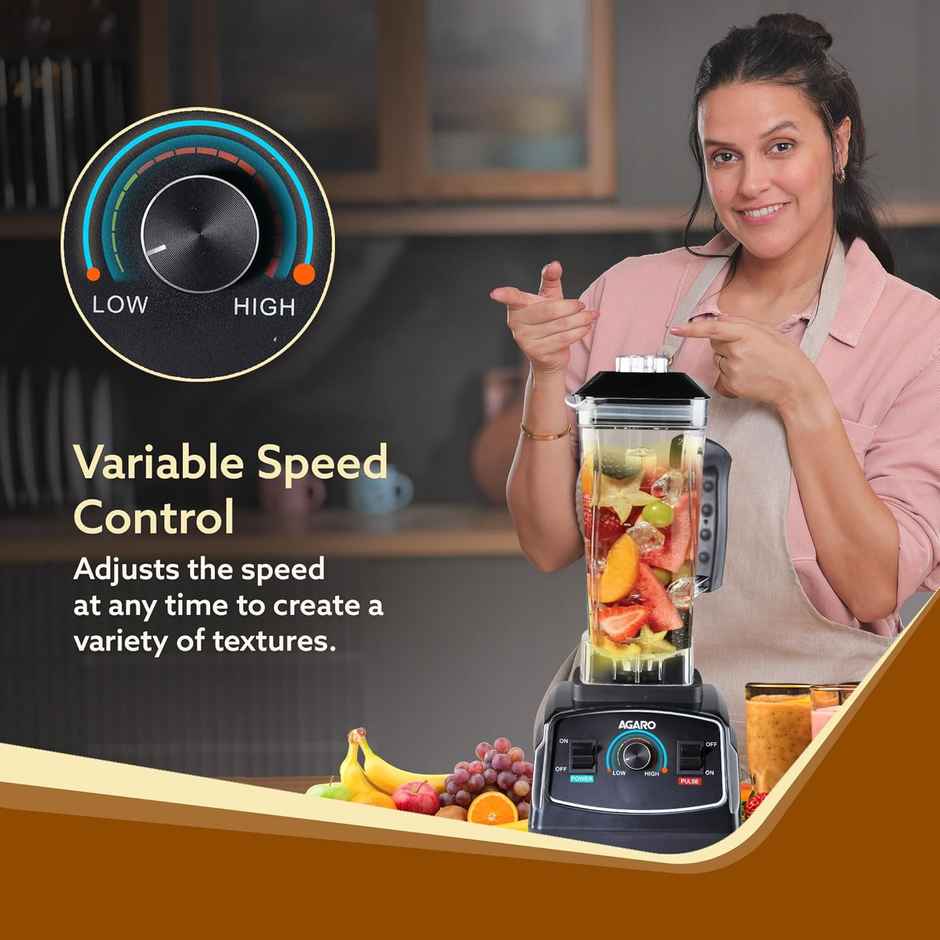 Agaro Grand Professional Blender Mixer Grinder | 2000 W | 2 L Jar | 100% Copper Motor - Black
