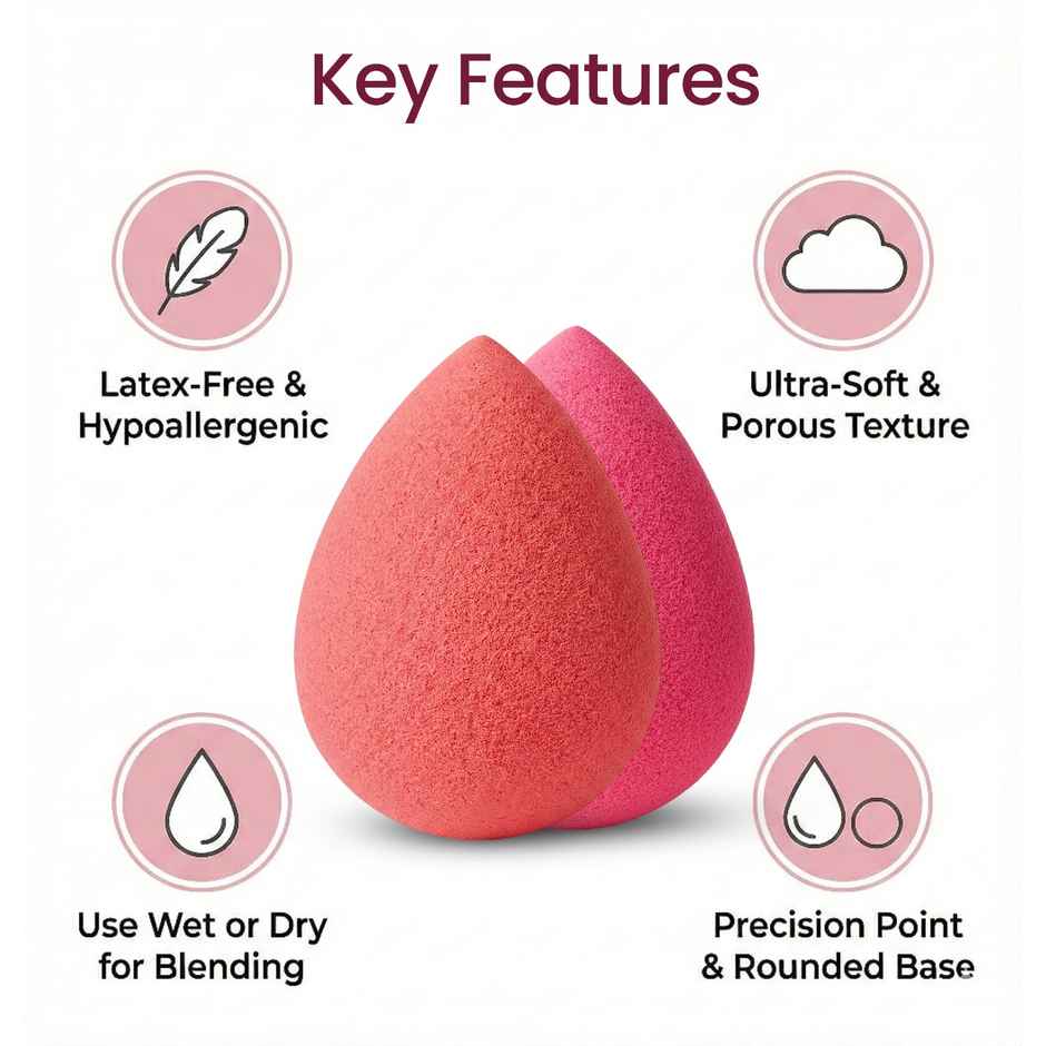 Midazzle Ultra soft Beauty Blender Makeup Sponge Puff | Pack of 2 | Assorted | MIBB3002