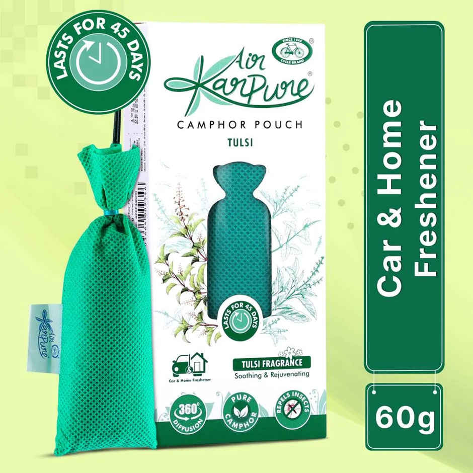 Tulsi Camphor Pouch by Air Karpure | Car, Bathroom, Wardrobe & Room Freshener | From House of Cycle