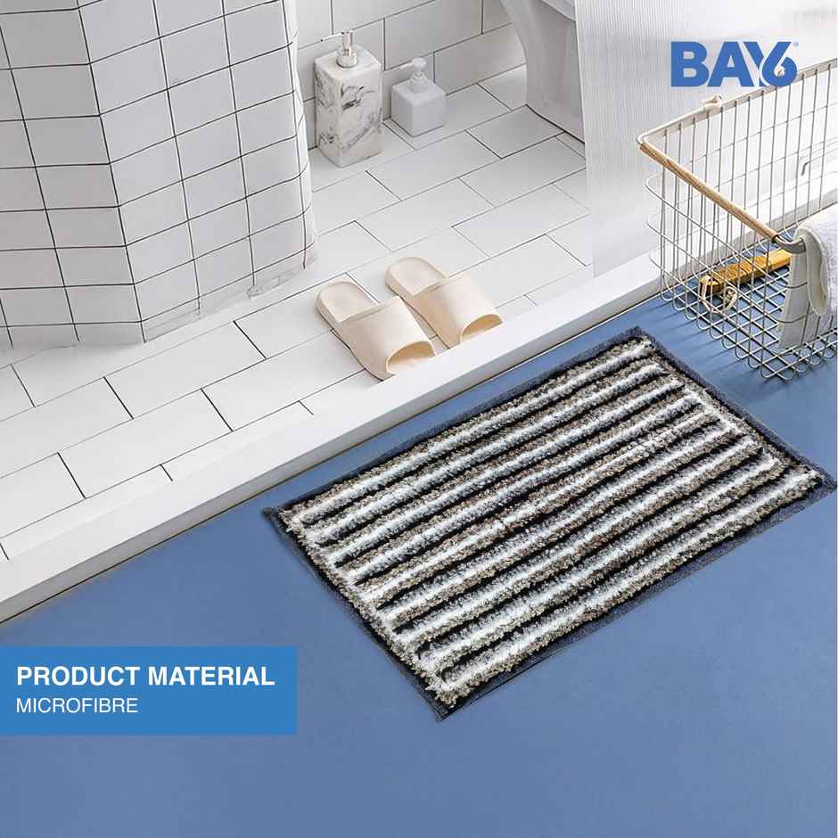 BAY6 Sona Microfiber Anti- Skid Doormat Set | 35 x 55 cm - Grey