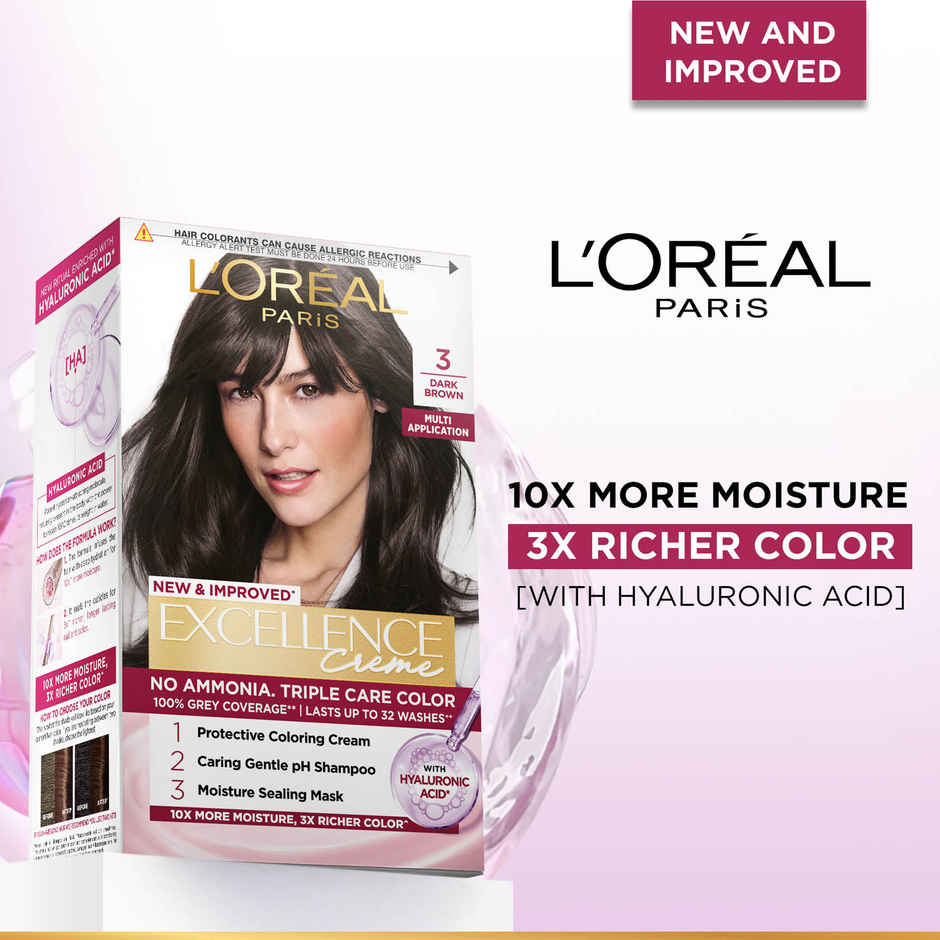 L'Oreal Paris Excellence Creme Hair Color, 3 Dark Brown