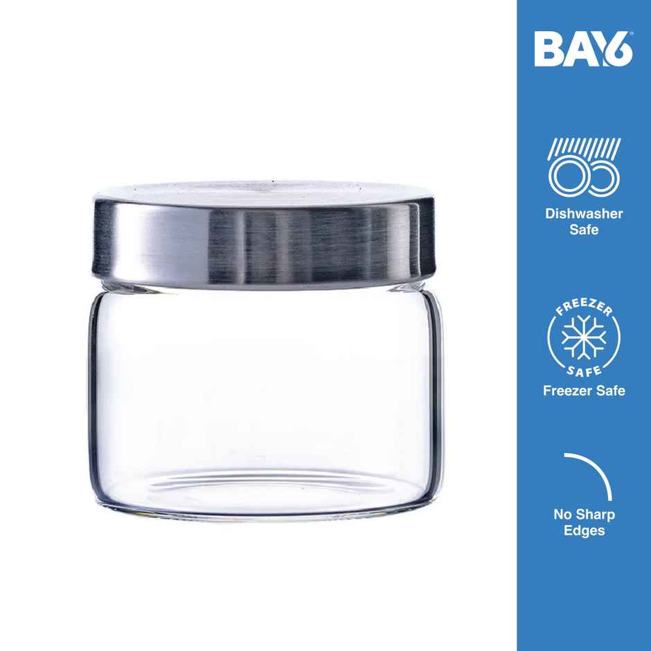 BAY6 Premium Imported Borosilicate Glass Jar - 300 ml - Set of 2