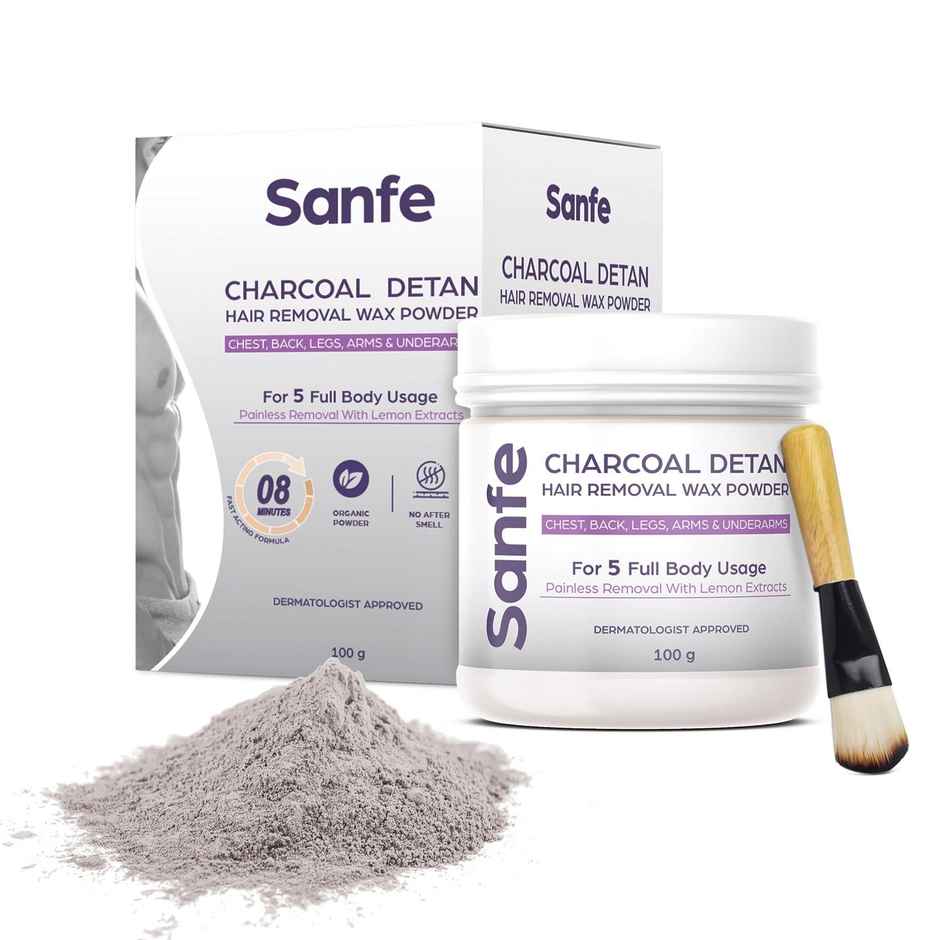 Sanfe Charcoal Detan Hair Removal Wax Powder 8 Minute Painless Organic