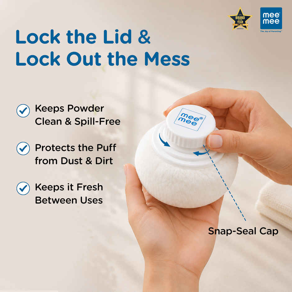 Mee Mee Soft Feel Powder Puff with Box Holder | BPA-Free | Blue