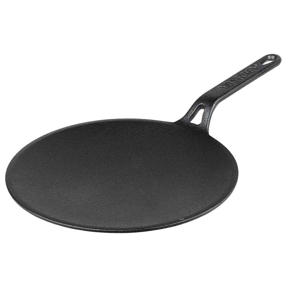 Vinod Legacy Pre-Seasoned Cast Iron Roti Tawa, 26 Cm, Induction Friendly, Black