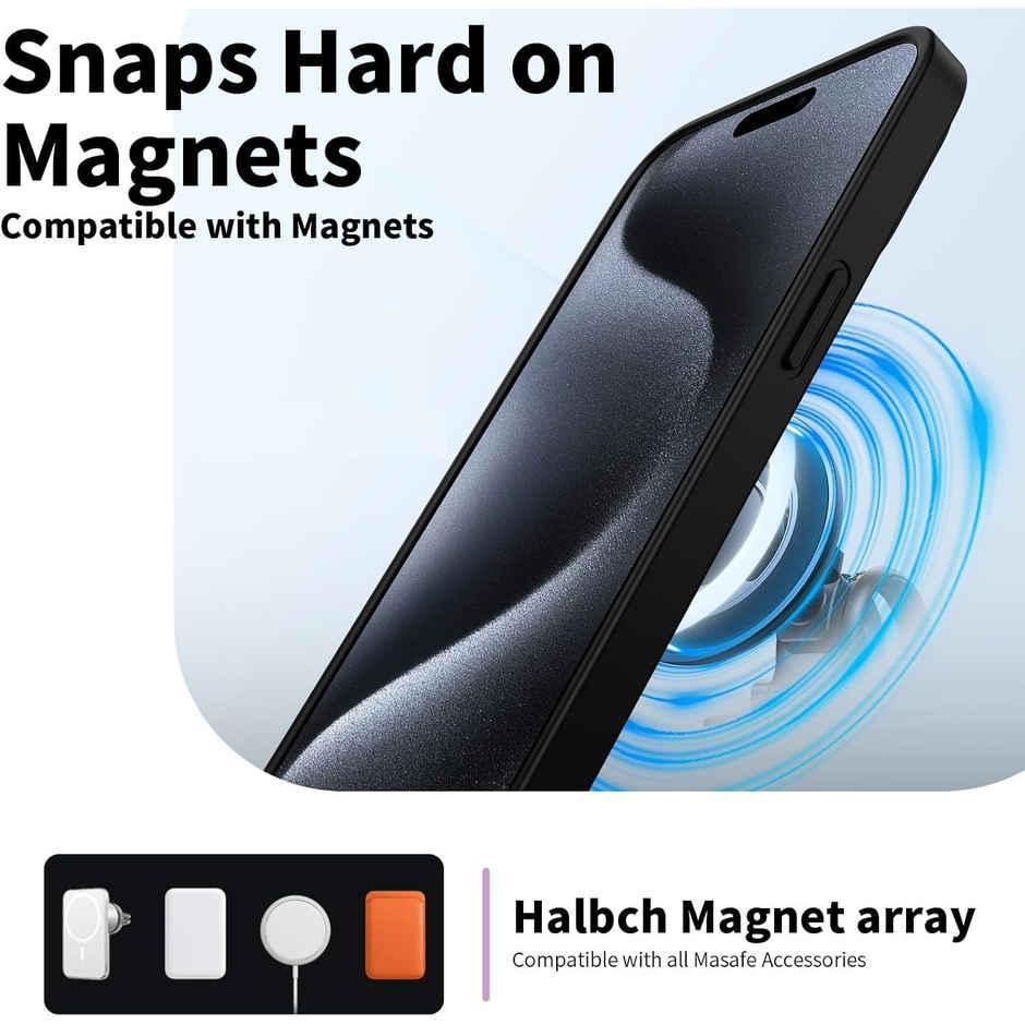 ExpressB For iPhone 15 Pro Max Case Thin Matte Anti-Scratch For Magsafe Shockproof Protect - Black