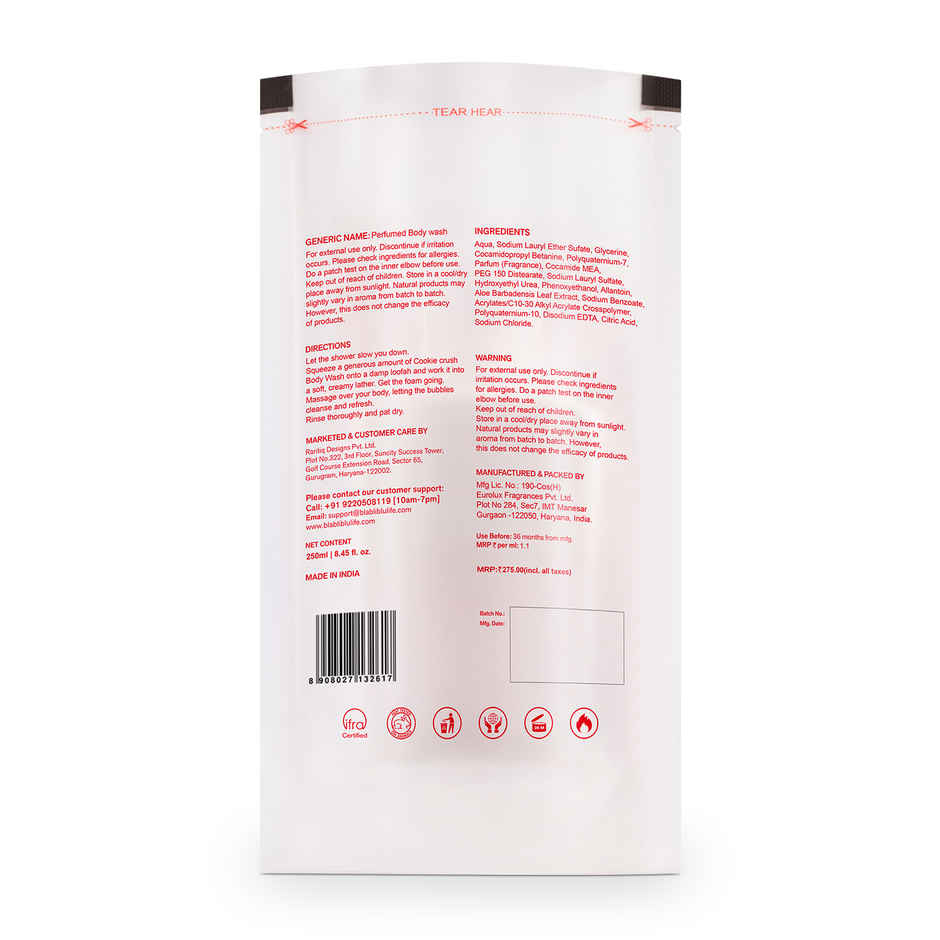Cookie Crush Perfumed Body Wash for Men & Women | Berries, Lilac & Vanilla Fragrance