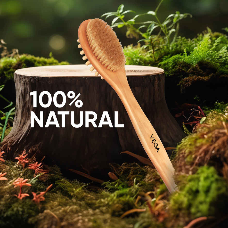 Vega Soft Bristle Bath Brush With Ergonomic Handle | Wood | Wooden