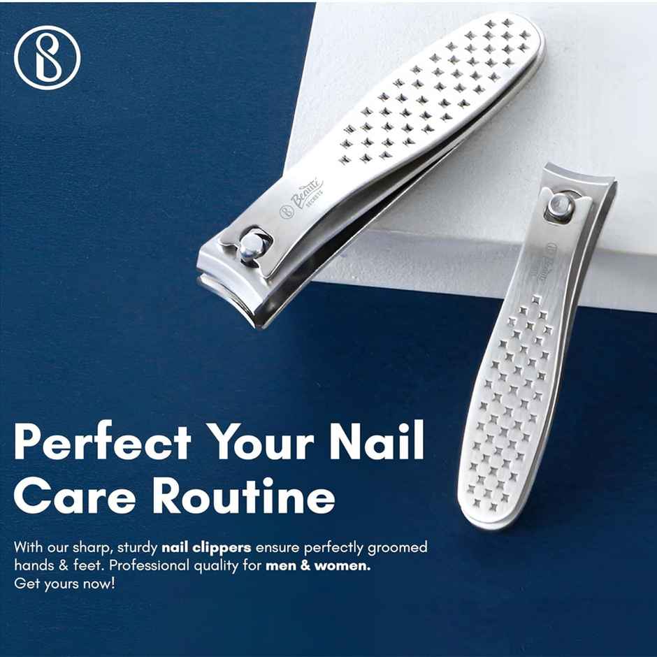 Beaute Secrets Professional Nail Clipper with Curved Blade for Trimming Grooming Silver