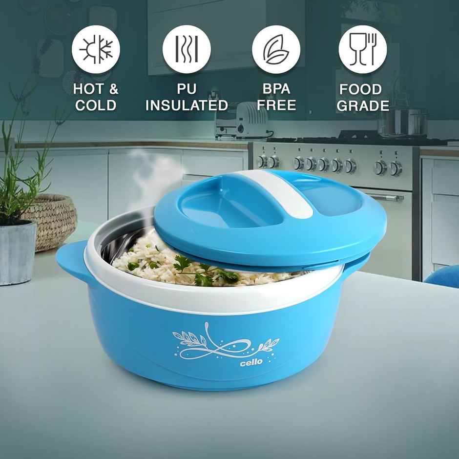 Cello Sapphire Insulated Inner Steel Casserole for Roti, 1500ml, Blue