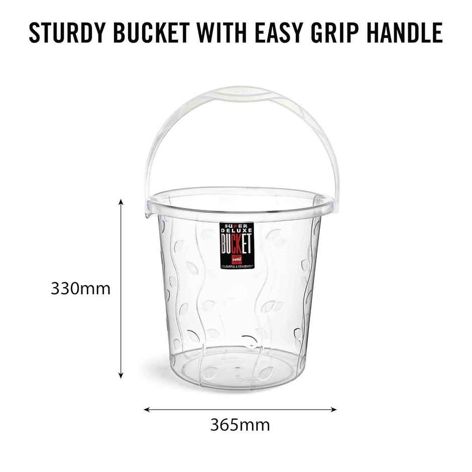 Cello Petal Bathroom Set | Bucket, Bath Mug & Bath Stool | Transparent | Set of 3