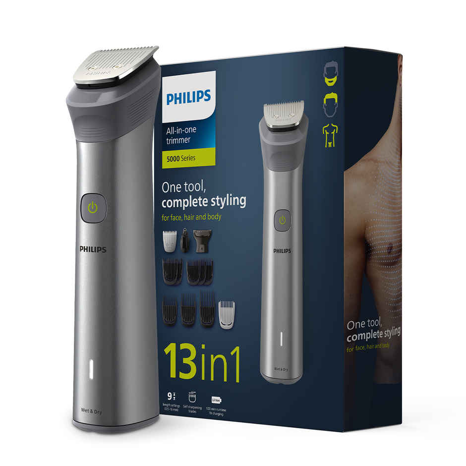 Philips India's No.1 Men's Trimmer | 13-in-1 Essential Body Kit -Face, Body & Private Parts | MG5930/65