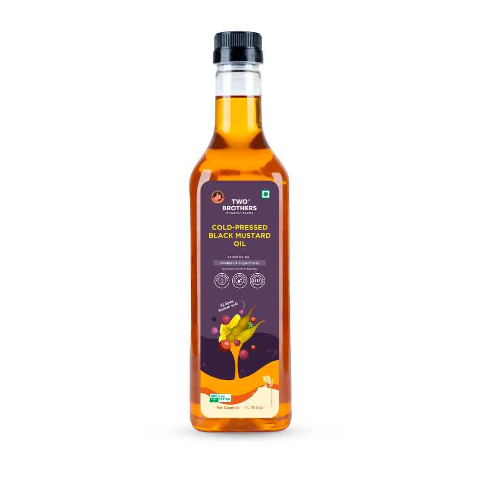 Two Brothers Black Mustard (Sarson) Wood Pressed Oil Single-filtered | Plastic Bottle