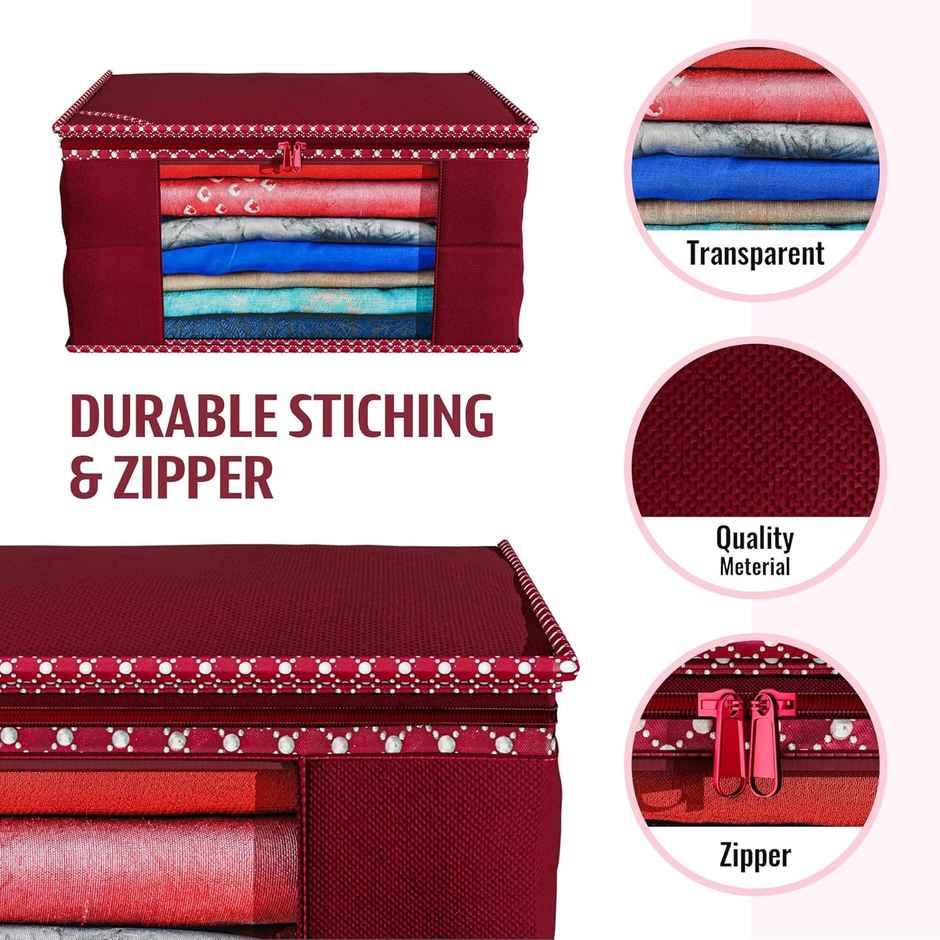 Non Woven Saree Cover with Transparent Window (Maroon)