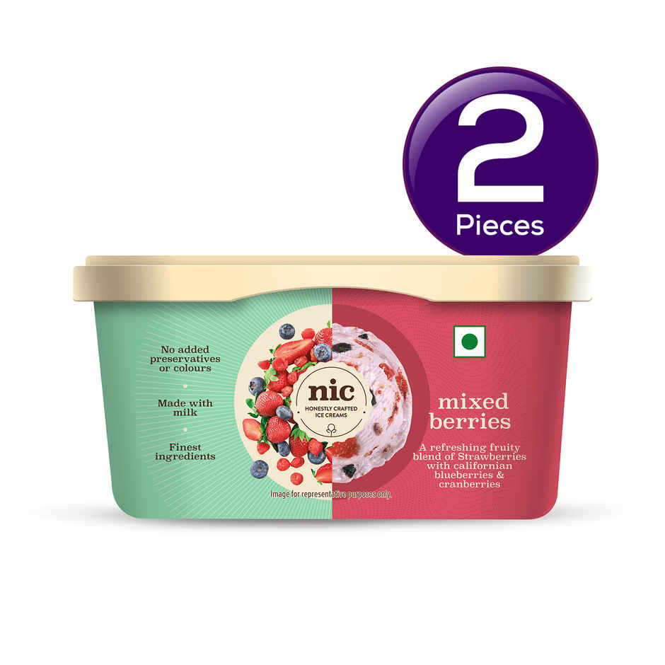 NIC Mixed Berries Ice Cream Tub Combo| Preservative Free | No Artificial Flavors