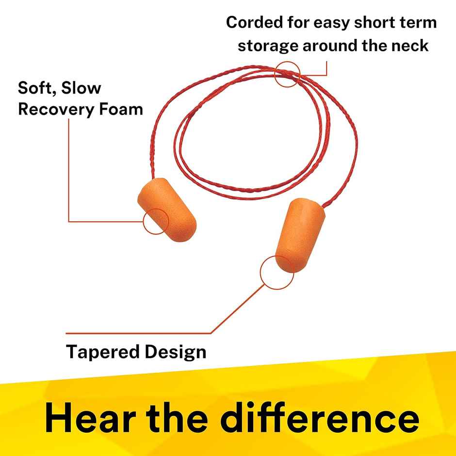 3M 1110 Corded Foam EarPlugs, Extra Soft, Sound Block Up To 29 Decibel