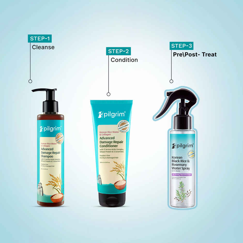 Pilgrim Korean Black Rice and Rosemary Water Spray with Biotin for Strong and Nourished Hair
