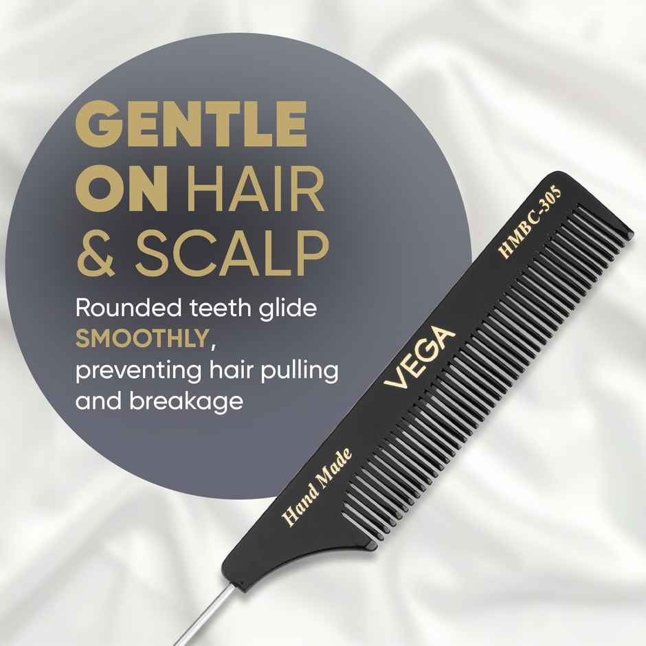 VEGA Tail Hair Comb with Steel Pin for Women | HMBC-305