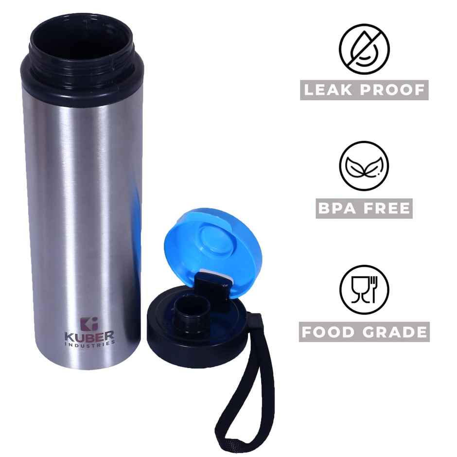 Kuber Industries Stainless Steel Water Bottle | Refrigerator Bottle For School Kids 750 ml | Silver