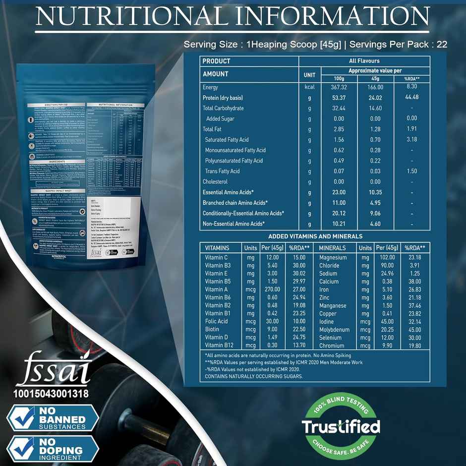 Nakpro Impact Whey Protein Genuinely Authentic Supplement Powder - Malai Kulfi Flavour