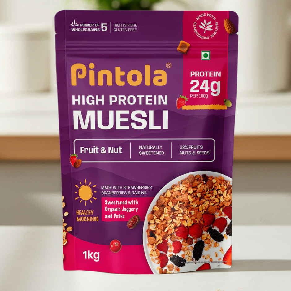 Pintola 24G High Protein Muesli - Fruit & Nut | Gluten-Free - Naturally Sweetened