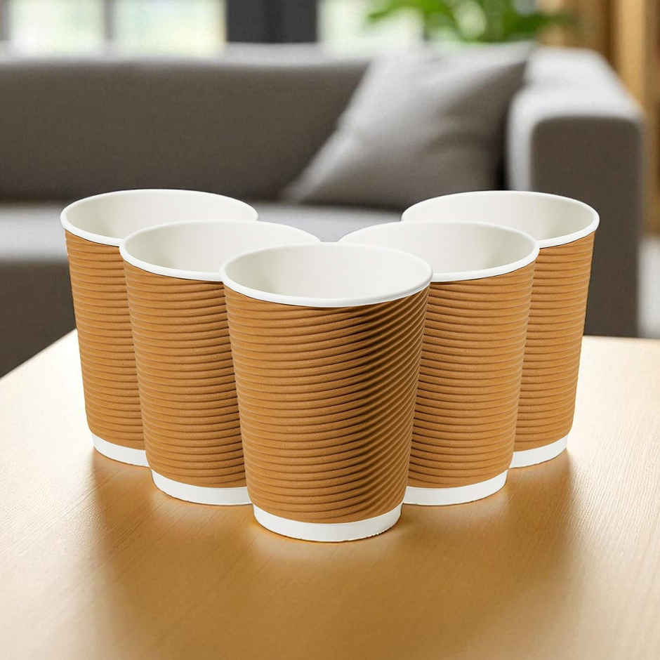 Ripple Paper Cup | Khaki | 200 ml | Careswipe