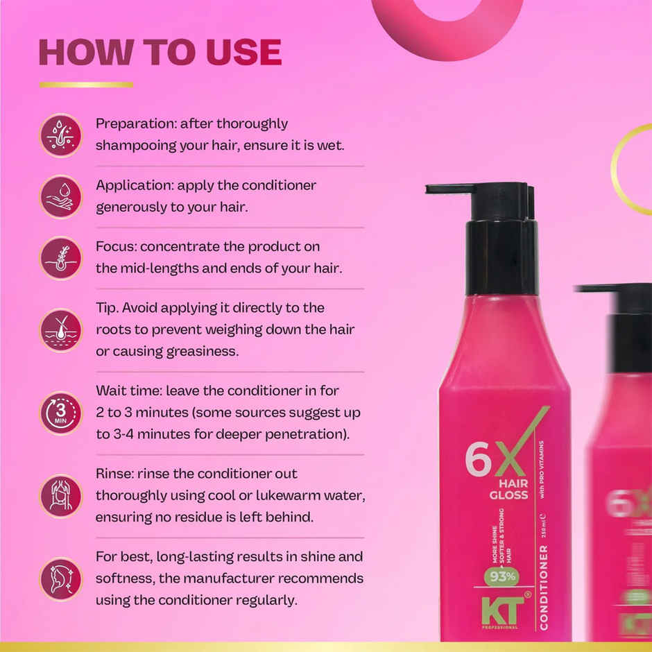 KT Professional 6X Hair Gloss Conditioner Pro-Vitamin Enriched