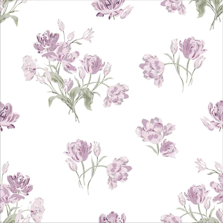 Haus & Kinder Lilac Dream Double 100% Cotton Floral Bedsheet | White and Purple | 98 x 89 in