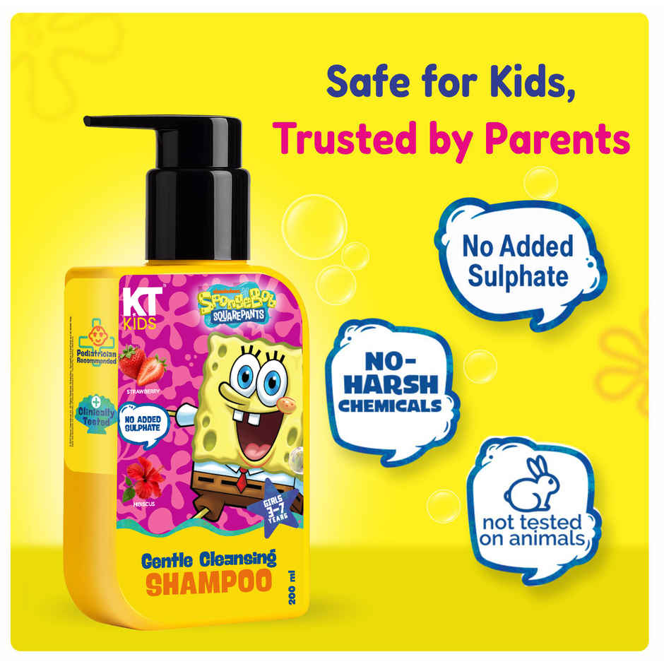 KT Kids Gentle Cleansing Shampoo Strawberry and Hibiscus For Girls 3 to 7 years 1 Pack