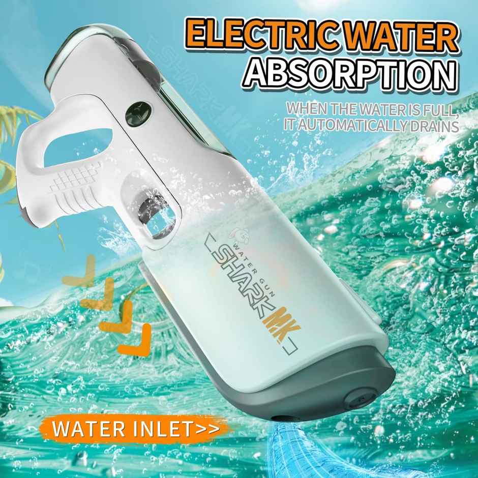 Storio Rechargeable Electric Water Gun | Auto Absorb Continuous Spray | Long Range Electric Shark