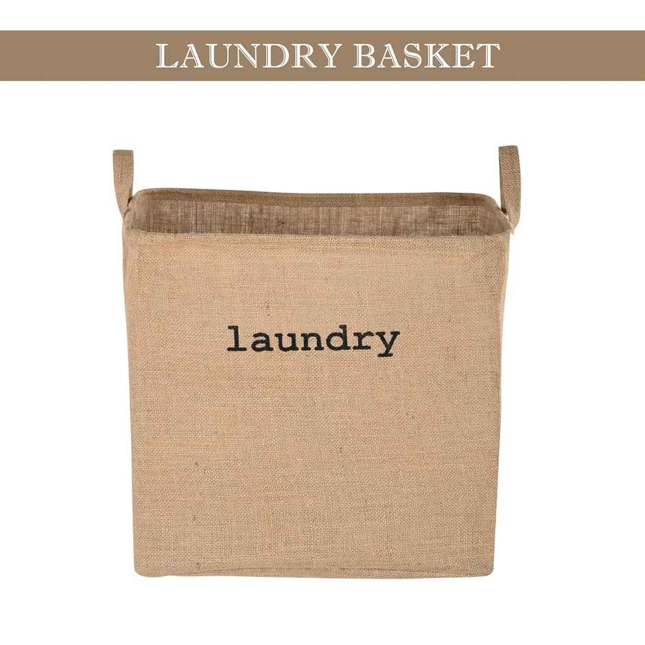 Kuber Industries | 55 L | Jute Foldable Laundry Basket with Handles | Small | Brown