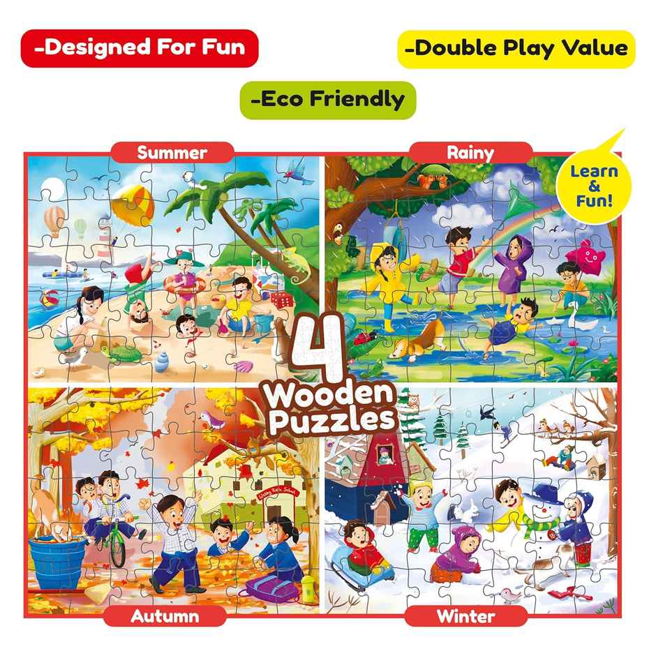 Webby Toys 4-In-1 Wooden Season Puzzle (Multicolour, 4+ years)