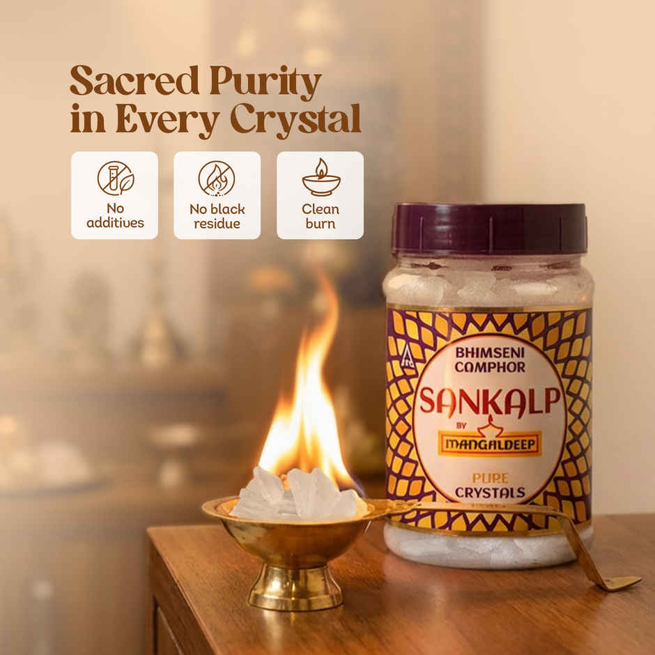 Sankalp Pure Bhimseni Camphor Flakes Jar | Mangaldeep