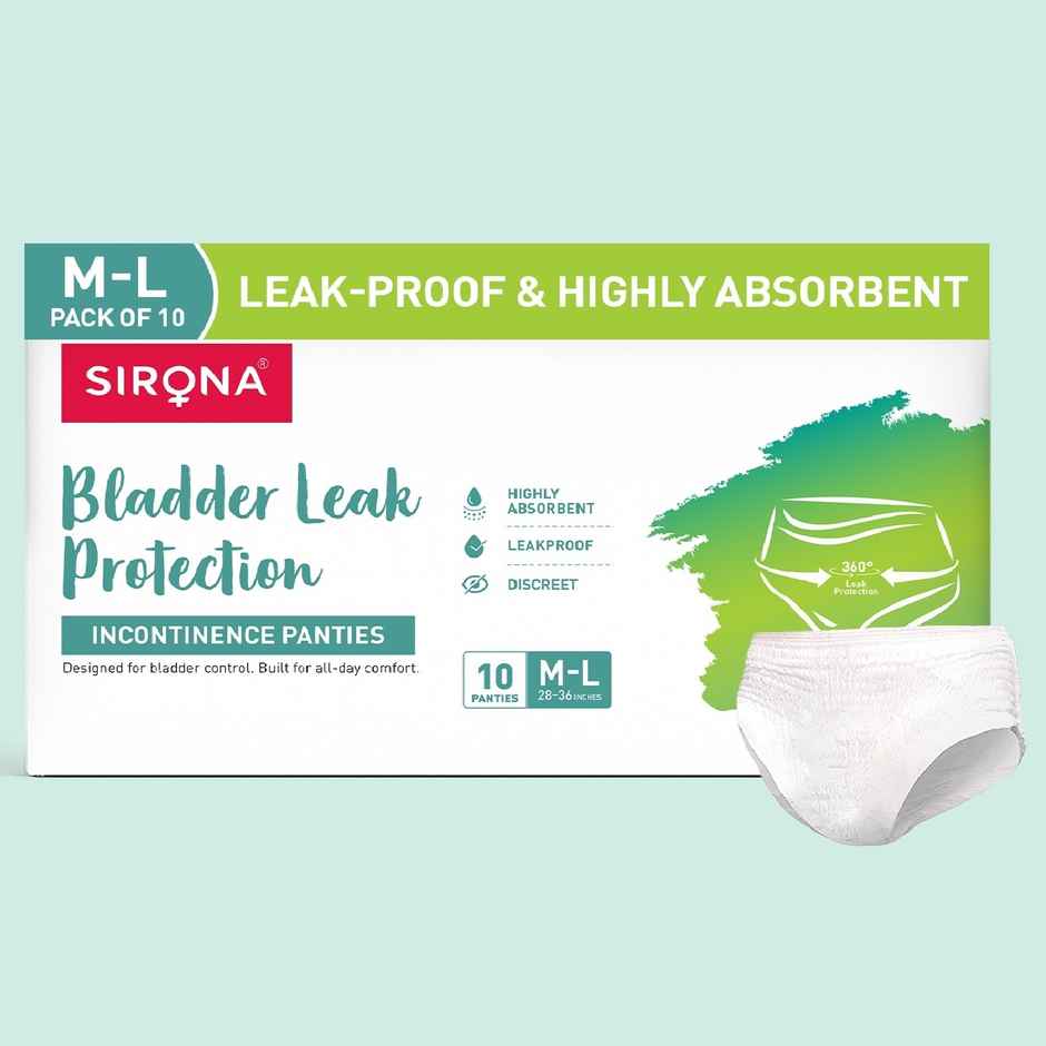 Sirona Incontinence Panties for Women | M-L (28-36 Inches) | Leak-proof & Discreet | Hypoallergenic