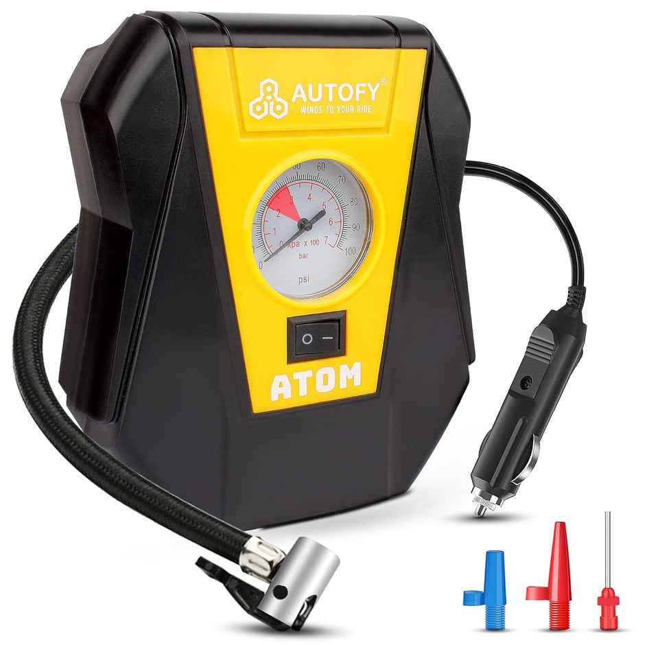 Autofy Atom Car Tyre Inflator 100Psi Portable Air Compressor Pump | 12V Dc