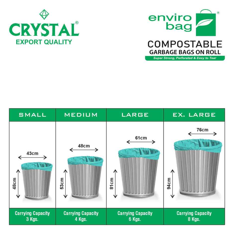 Crystal Medium Garbage Bag 19x21 Compostable, Green Colour