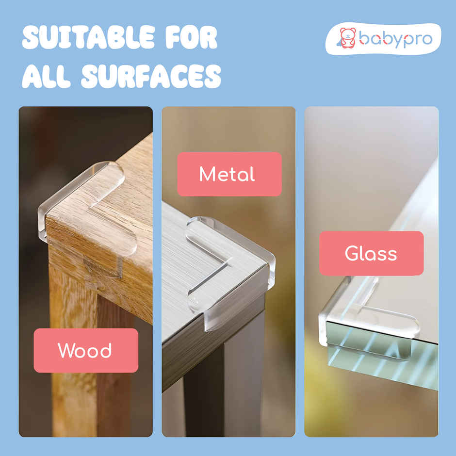 BabyPro Silicone Corner Guards for Sharp Furniture Corners | Transparent