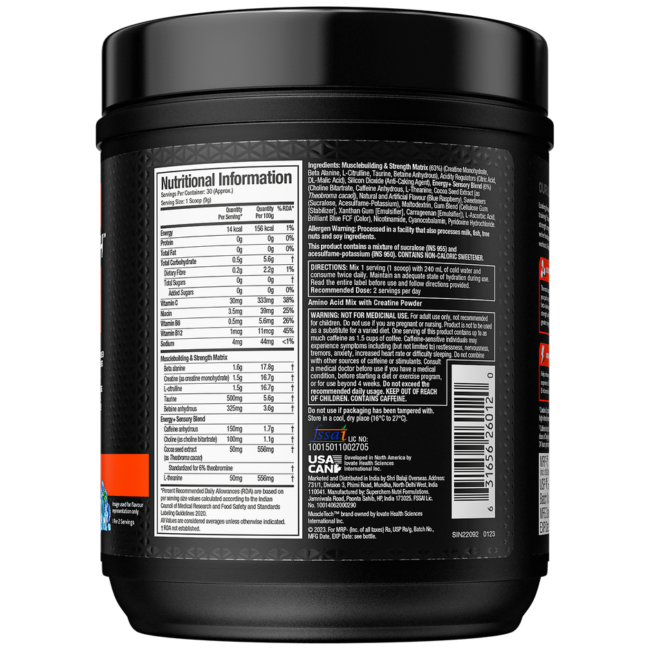 MuscleTech Vapor X5 Pre Workout Powder|Blue Razz Freeze